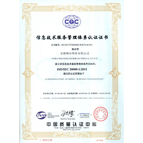 ISO20000信息技術(shù)服務(wù)管理體系證書(shū)